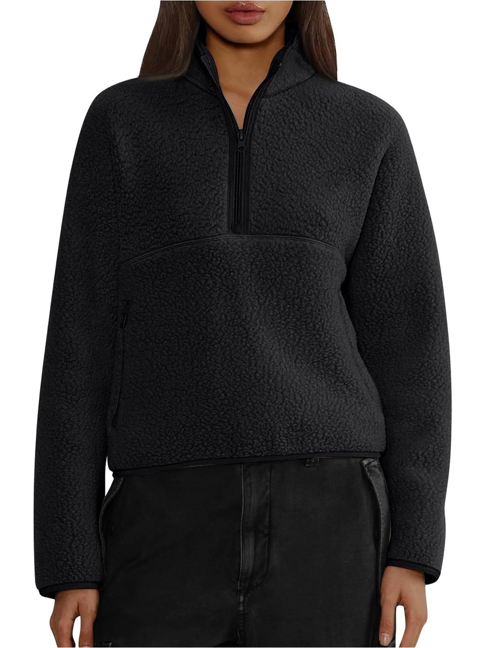 Amazon Women’s Black Sherpa Half-Zip Pullover